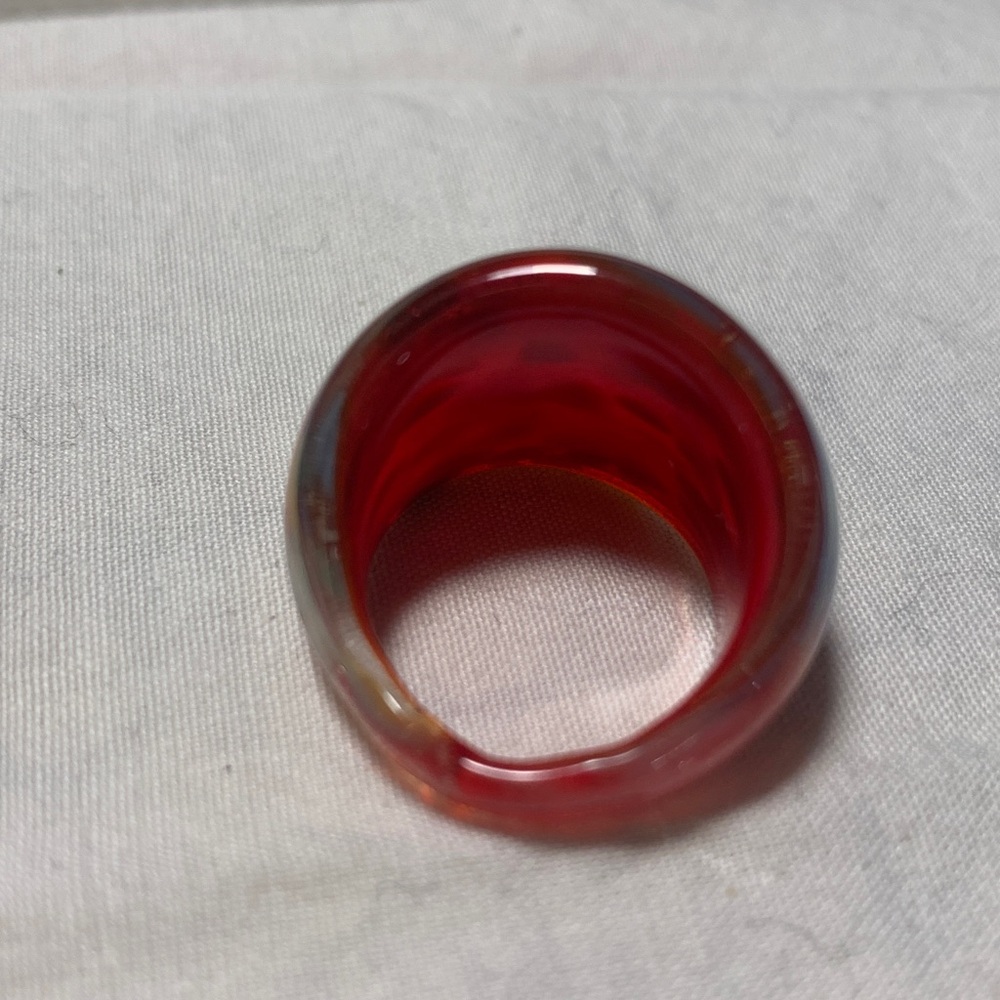 Red Murano-Style Multi-Color Glass Dome Ring - Picture 3 of 4
